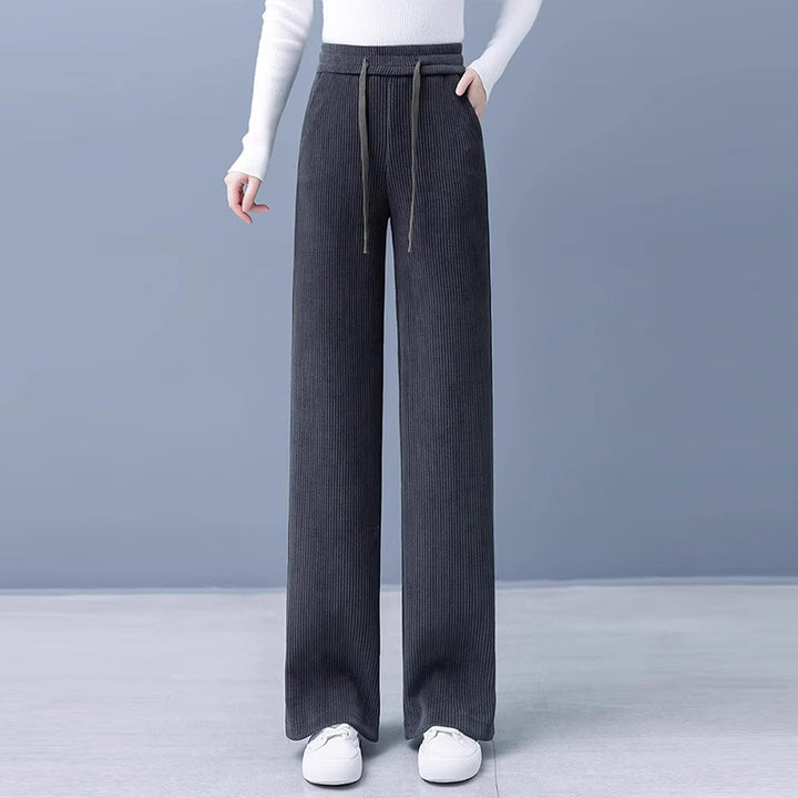 Lined corduroy pants with a wide leg