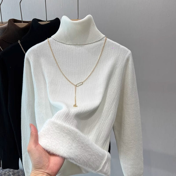 Women's base layer pullover with fleece lining
