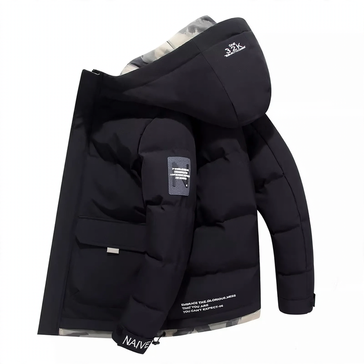 Padded hooded jacket for men, short