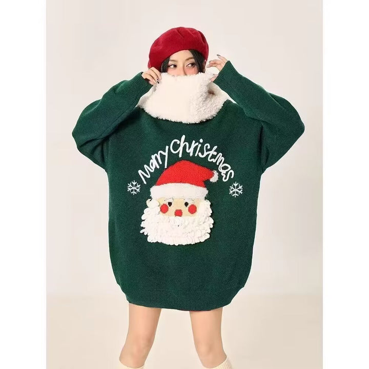 Women's sweater with Santa Claus embroidery