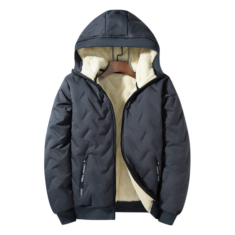 Padded men's winter jacket with hood and graphene insulation
