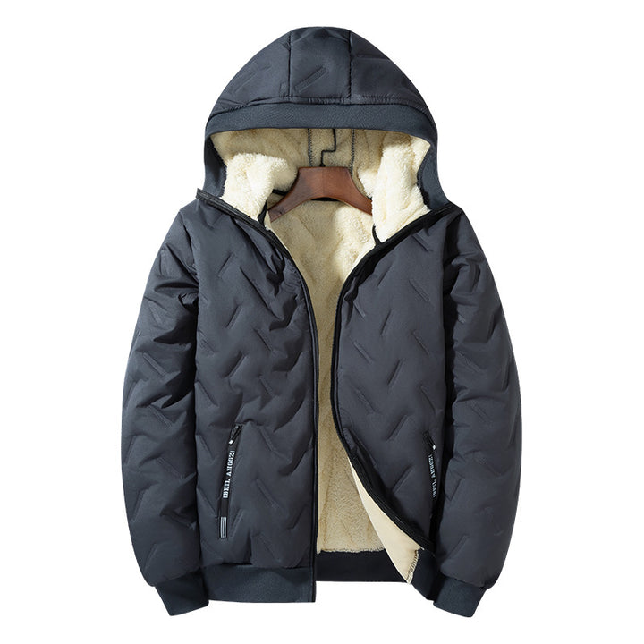 Padded men's winter jacket with hood and graphene insulation