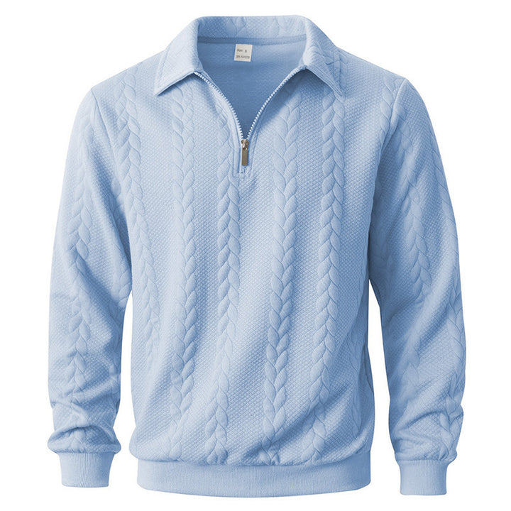 Men's sweatshirt with zipper and laydown collar
