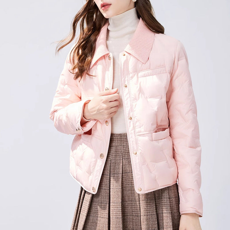 Lightweight, short women's down jacket