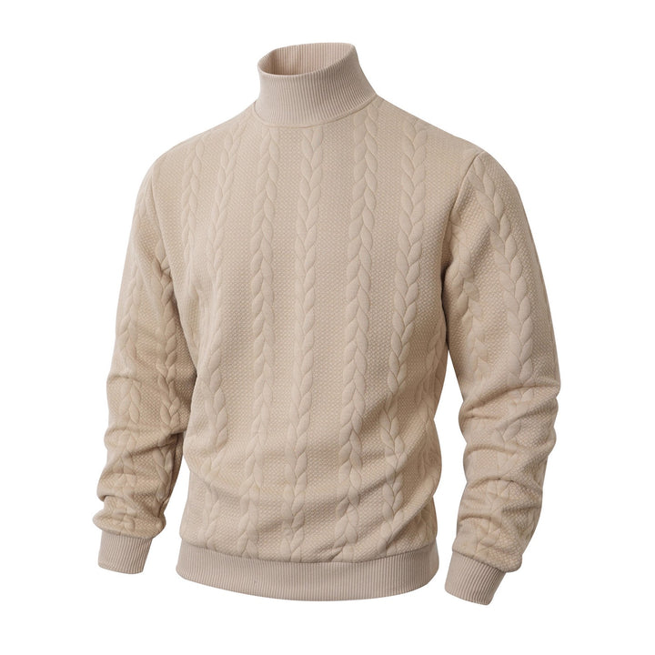 Men's knit sweater with stand-up collar, breathable