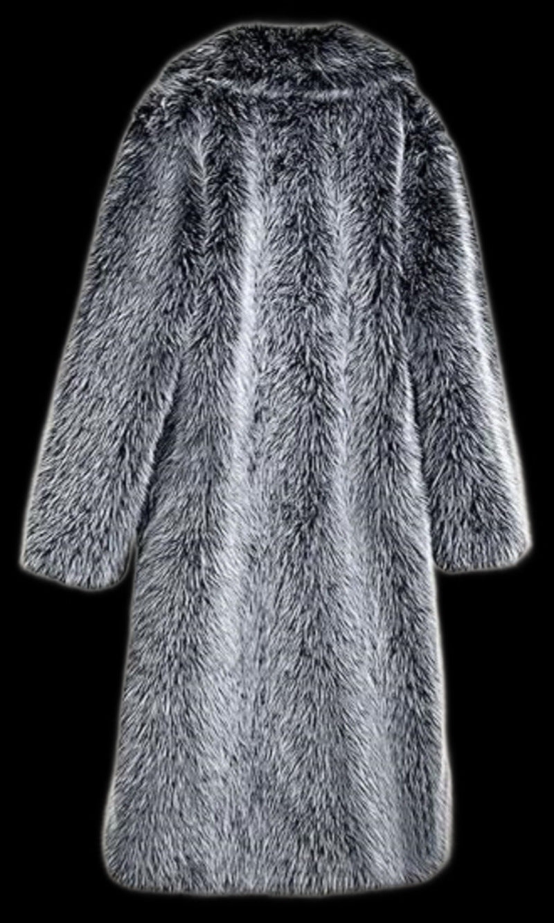 Long faux fur coat in fox fur look