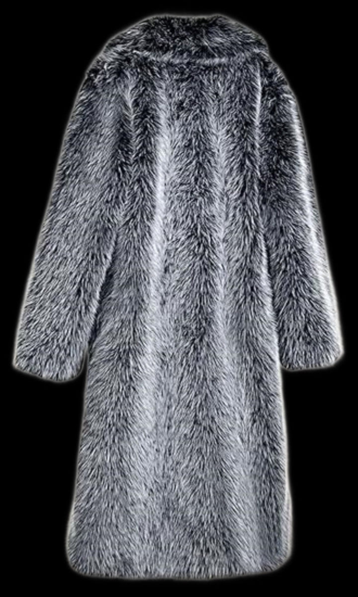 Long faux fur coat in fox fur look