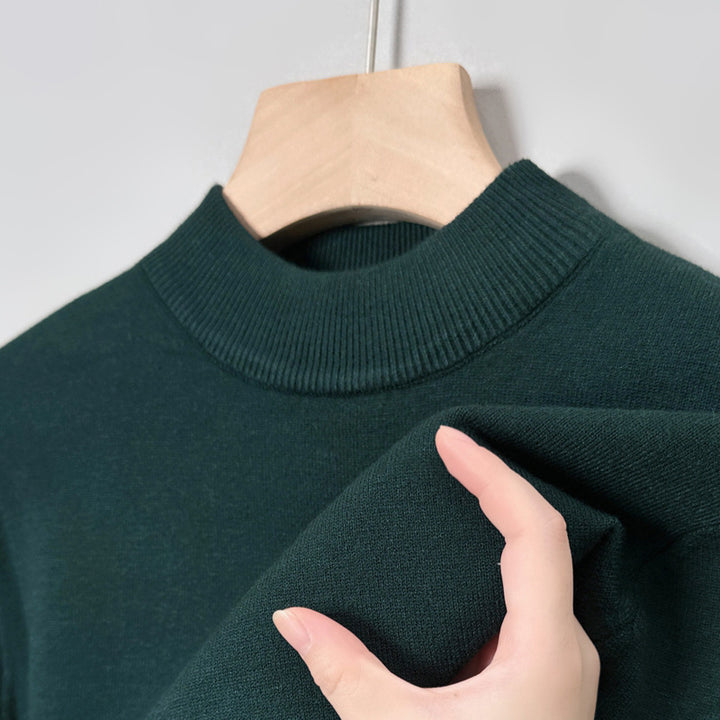 Men's sweater with stand-up collar, solid color