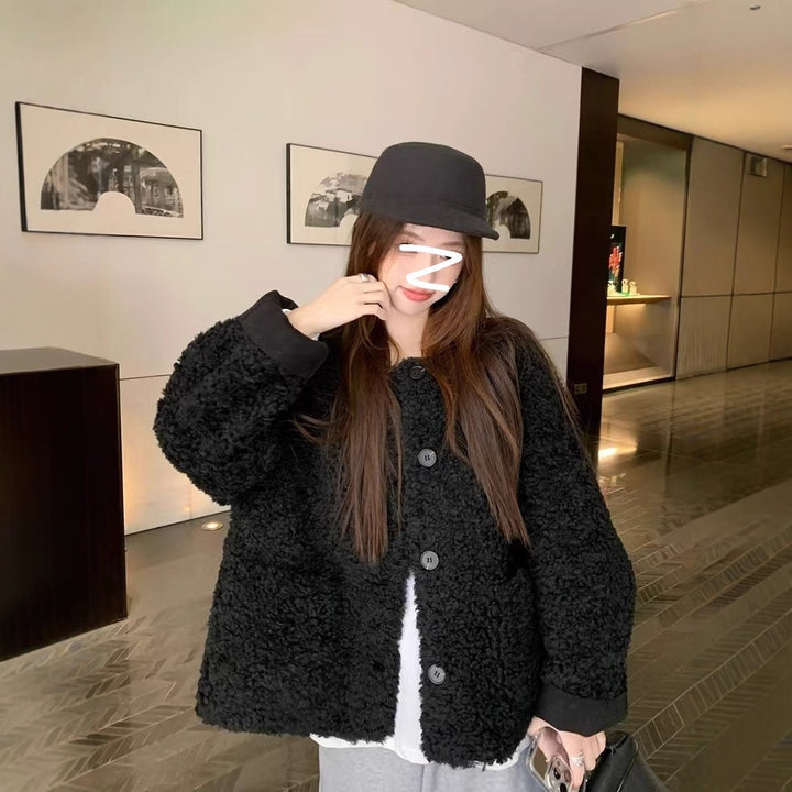 Fluffy Lambskin Look Jacket for Women