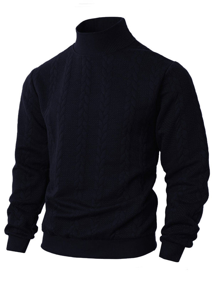 Men's knit sweater, roll neck, breathable, sporty