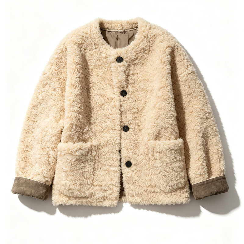 Sheepskin coat, loose, lined