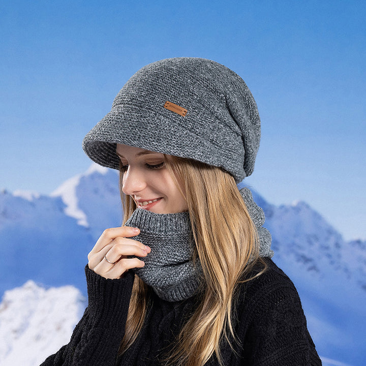 Knitted hat and scarf set with lining