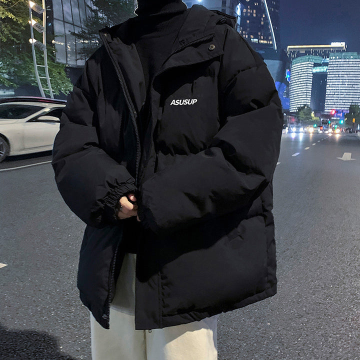 Padded men's hoodie jacket in oversized style