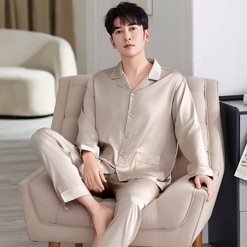 Light men's pajamas made of ice silk, breathable