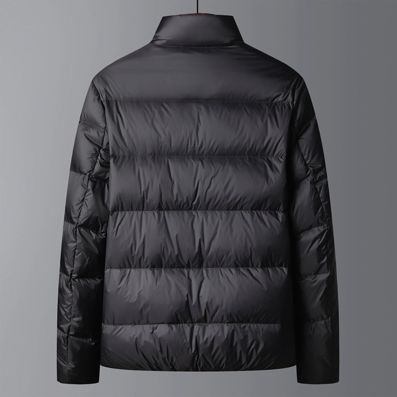 Warm men's down jacket, simple design