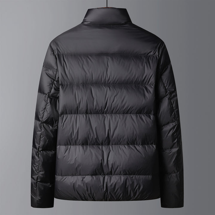 Warm men's down jacket, simple design