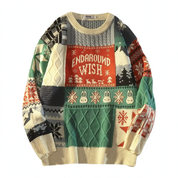 Men's knitted sweater with contrast pattern