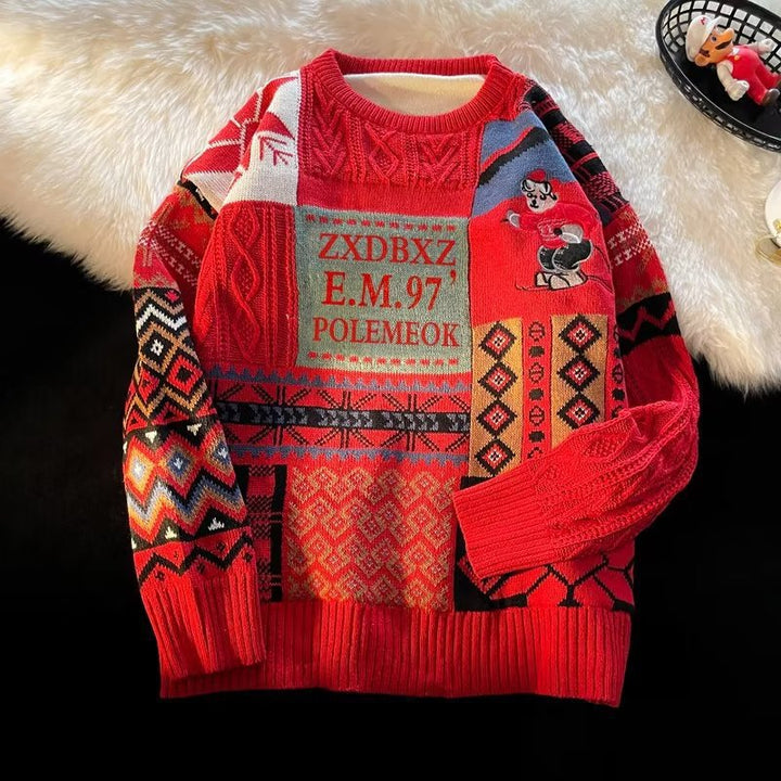 Nordic retro knitted sweater, lined, for women and men