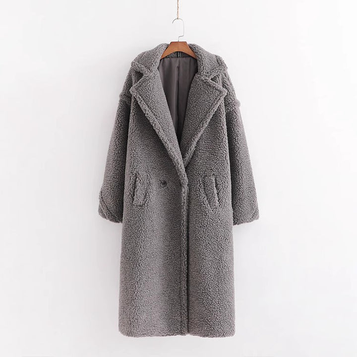Women’s Teddy Coat, mid-length, with large lapels