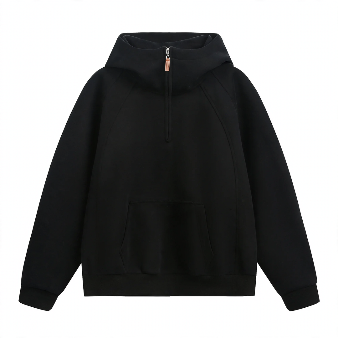 Unisex hoodie with zipper and stand-up collar