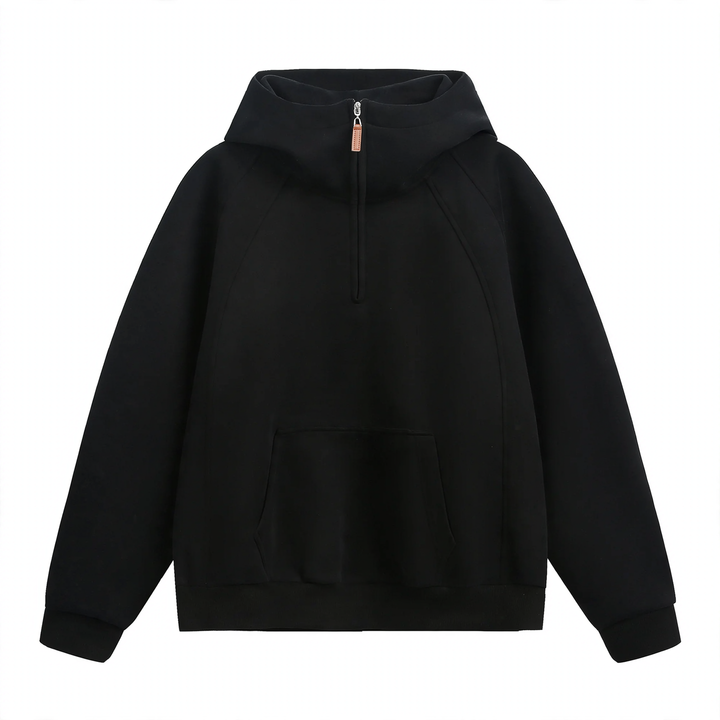 Unisex hoodie with zipper and stand-up collar