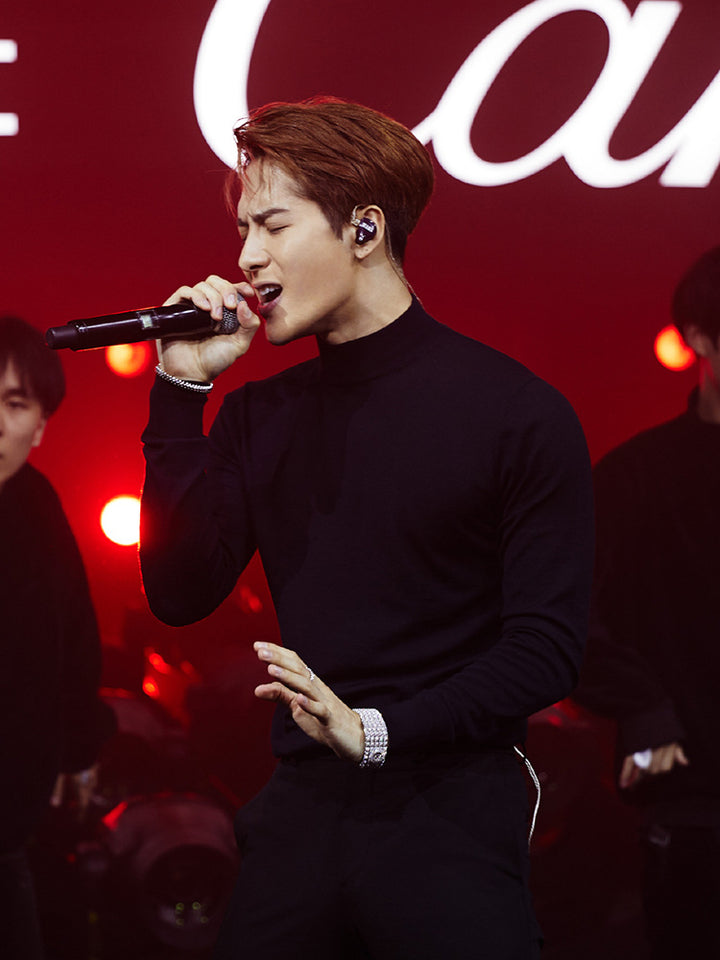 Men's sweater with stand-up collar, fitted