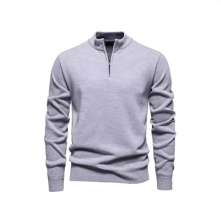 Slimmer knit sweater with stand-up collar and zipper