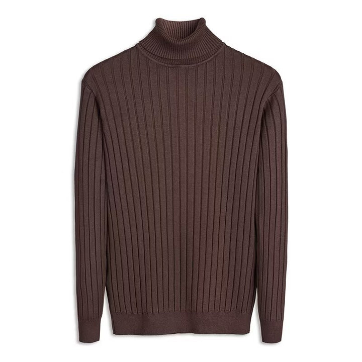 Men's knitted sweater with foldable stand-up collar