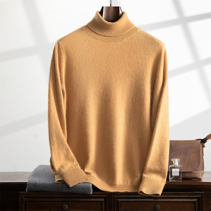 Men's Cashmere Sweater, High Collar, Business Casual