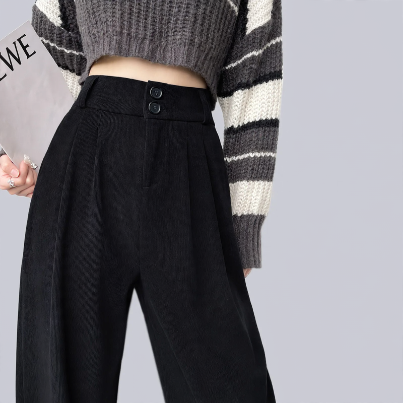 Padded chenille pants with high waist