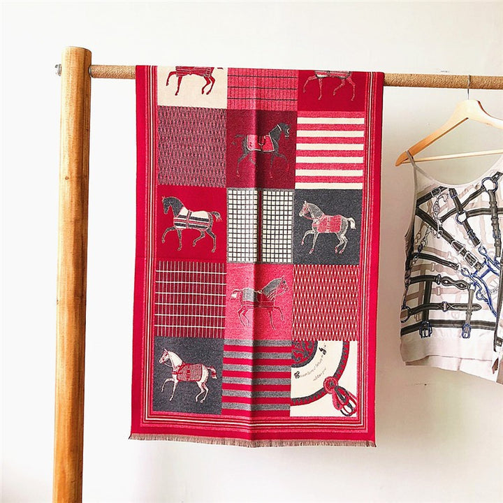 Thick scarf in ethnic style, 185x65cm