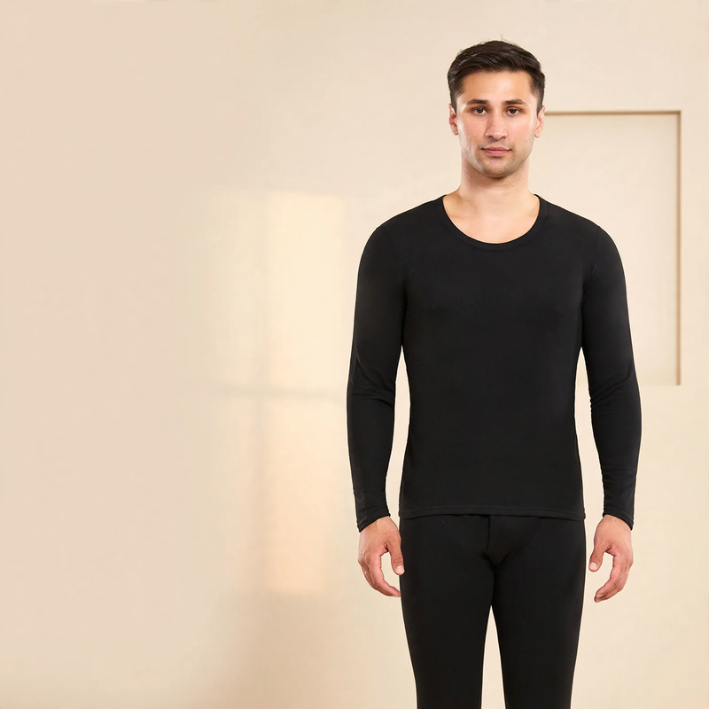 Warm thermal underwear set with round neck