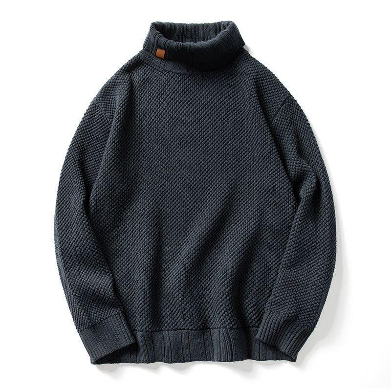 Men's knitted sweater with roll neck in retro style