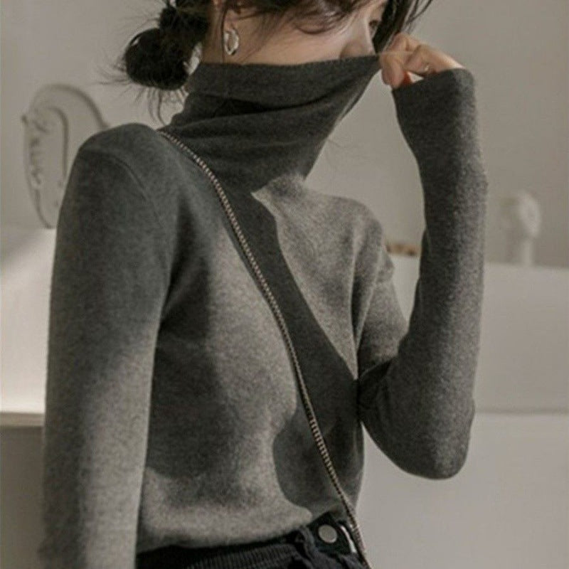 Women’s sweater with stand-up collar, slim fit