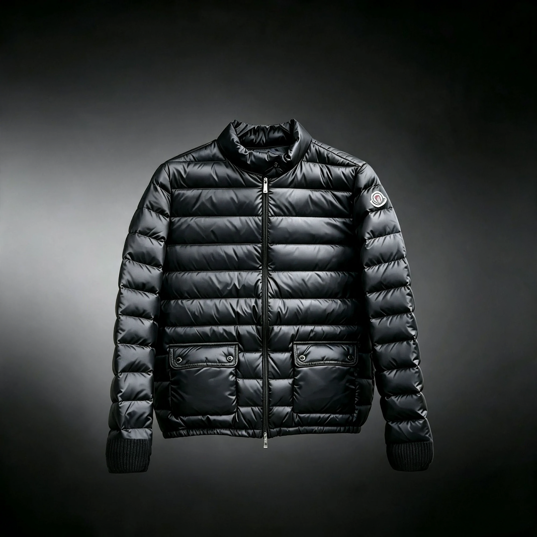 Light women's down jacket, stand-up collar, white goose down
