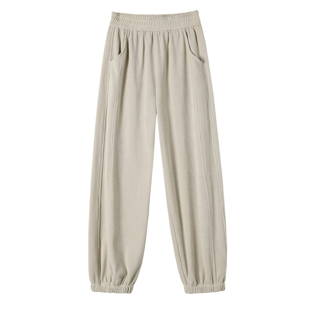Women's leisure pants made of chenille, lined