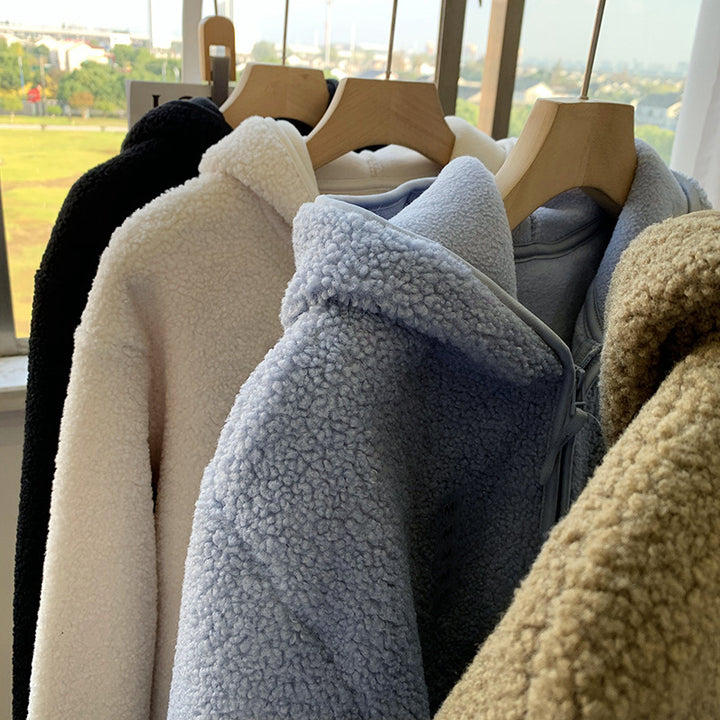 Padded hooded jacket made of double-sided fleece