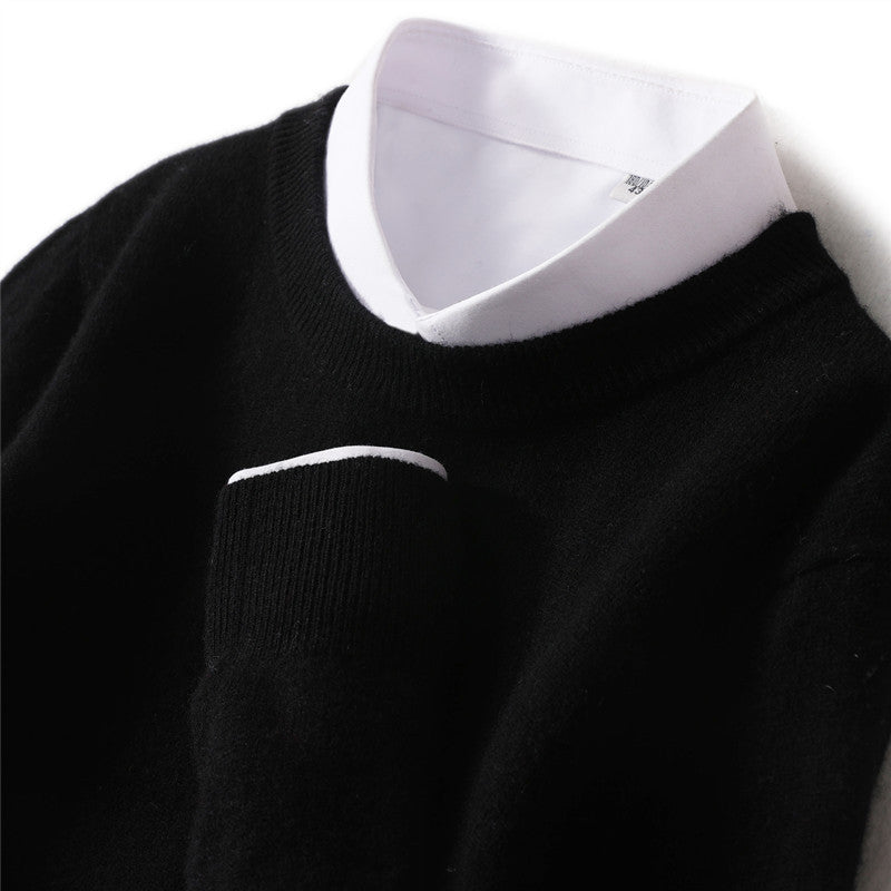 Men's pullover, round neck, loose fit