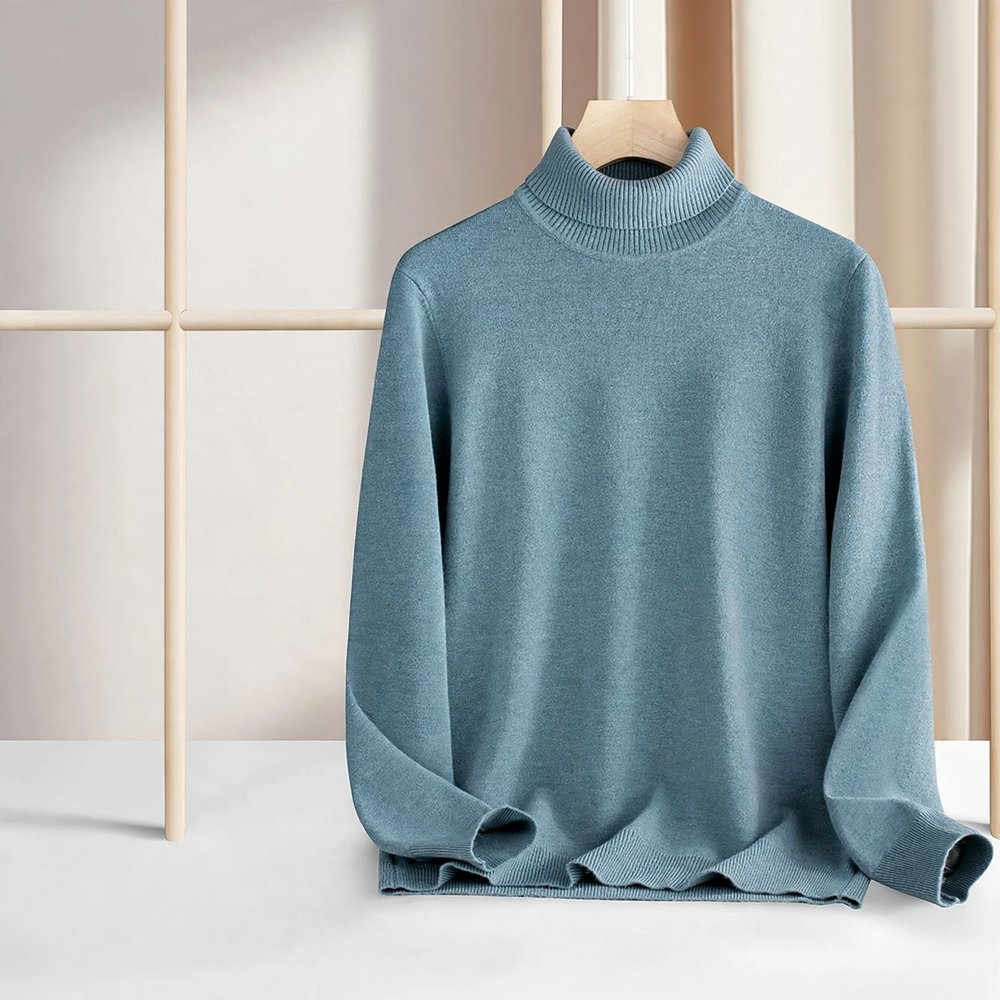 Men's turtleneck sweater made of wool and modal, warm