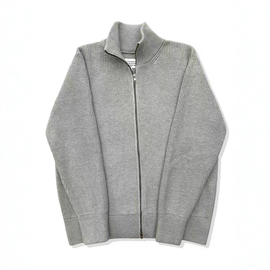 Unisex knitted jacket with roll neck and double zipper