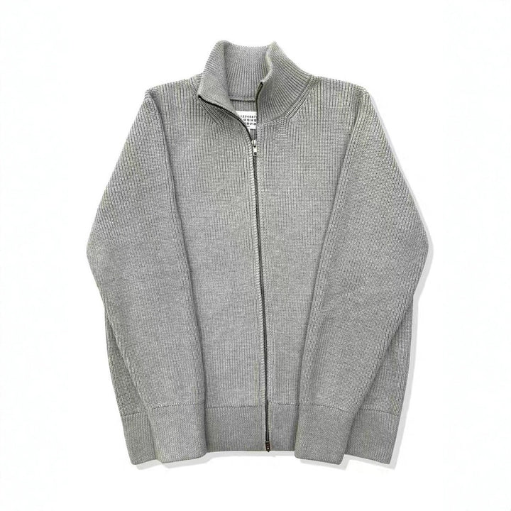 Unisex knitted jacket with roll neck and double zipper