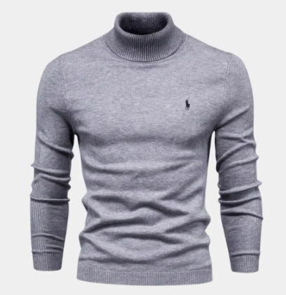 Men's turtleneck sweater, solid color, casual