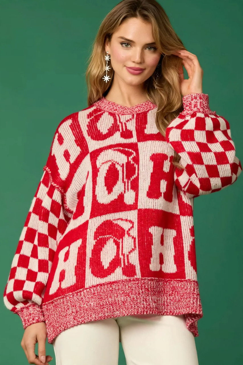 Women's Christmas Sweater, Checked, Loose Fit