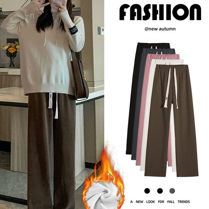 Women’s corduroy trousers with high waistband, lined