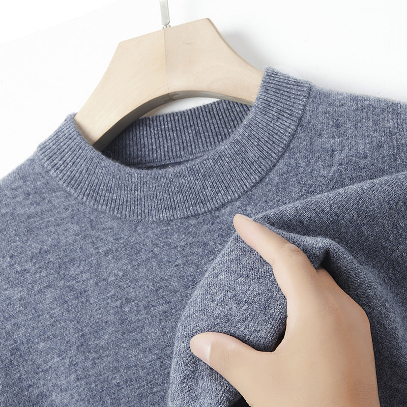 Men's cashmere sweater, solid color, warming