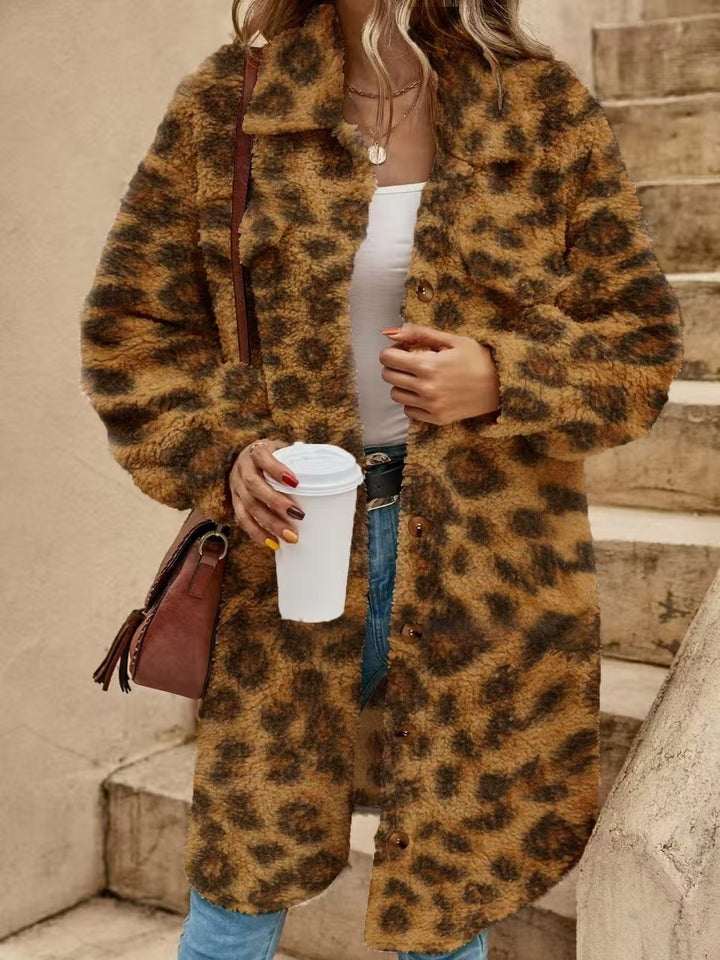 Long faux fur coat with lapels, various sizes