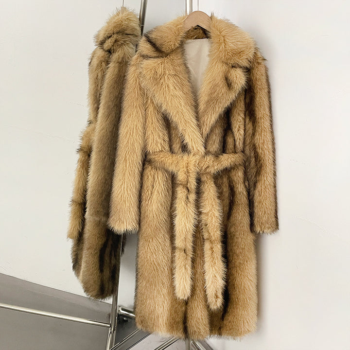 Long women's faux fur coat, lined