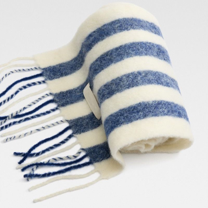 Striped scarf made of mohair and alpaca wool, 250x40cm