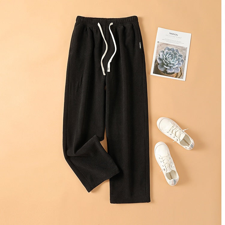 Ladies corduroy pants, high waist, straight fit