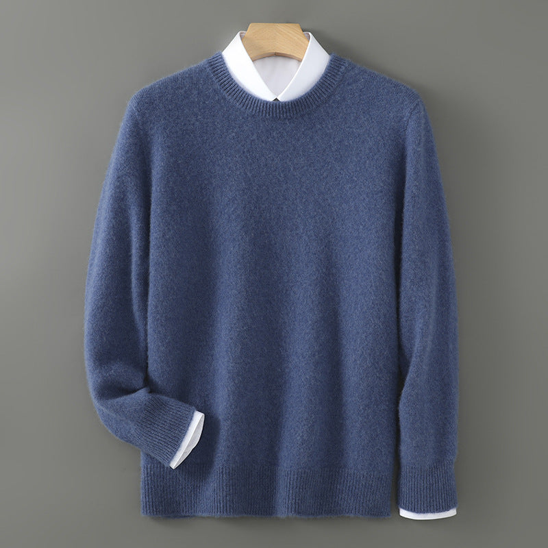 Men's Wool Sweater, Crew Neck, Solid Color, Business Casual